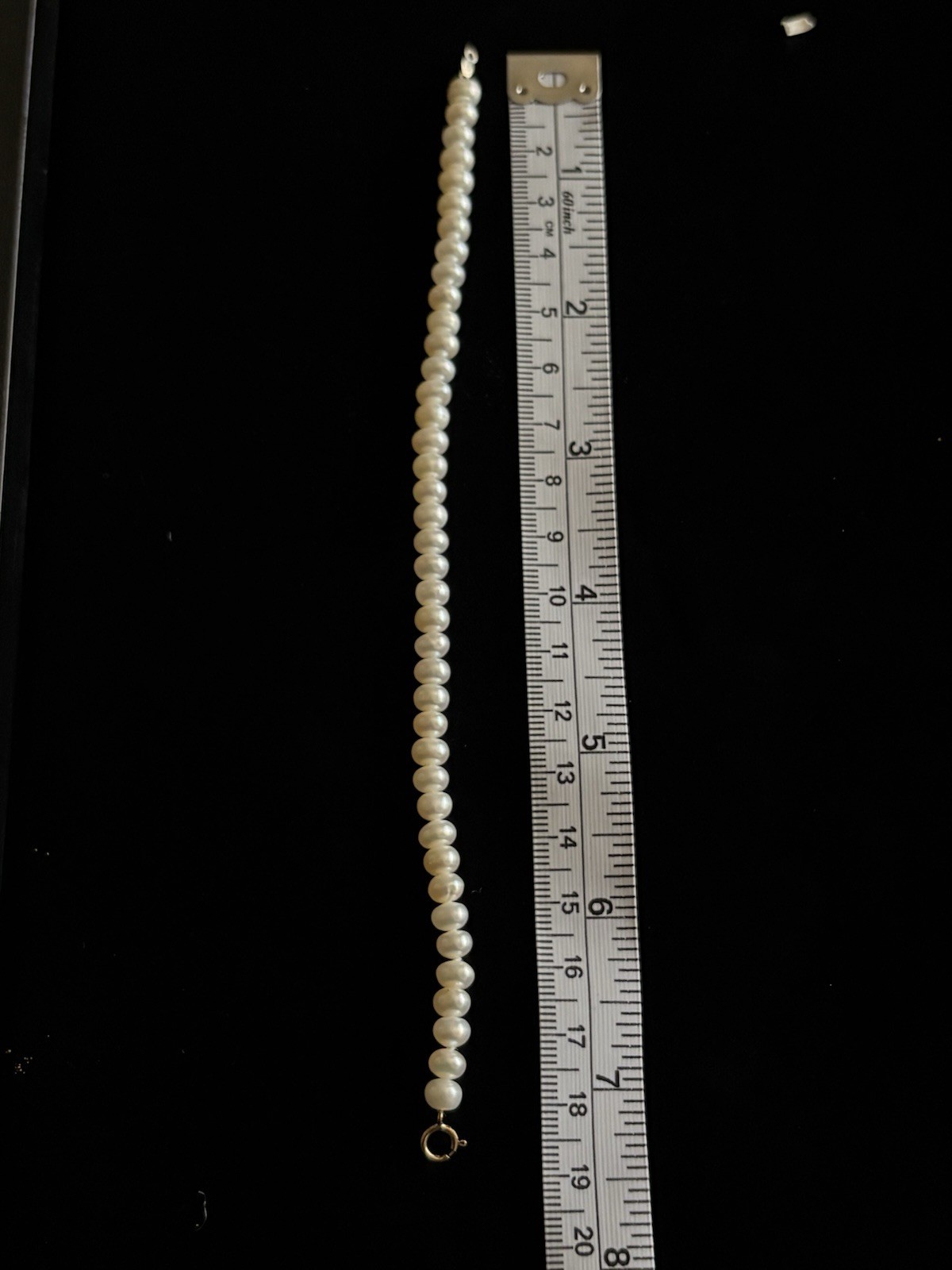 Vintage 10K Cultured White Pearl Bracelet 7 Inches Gold Clasp