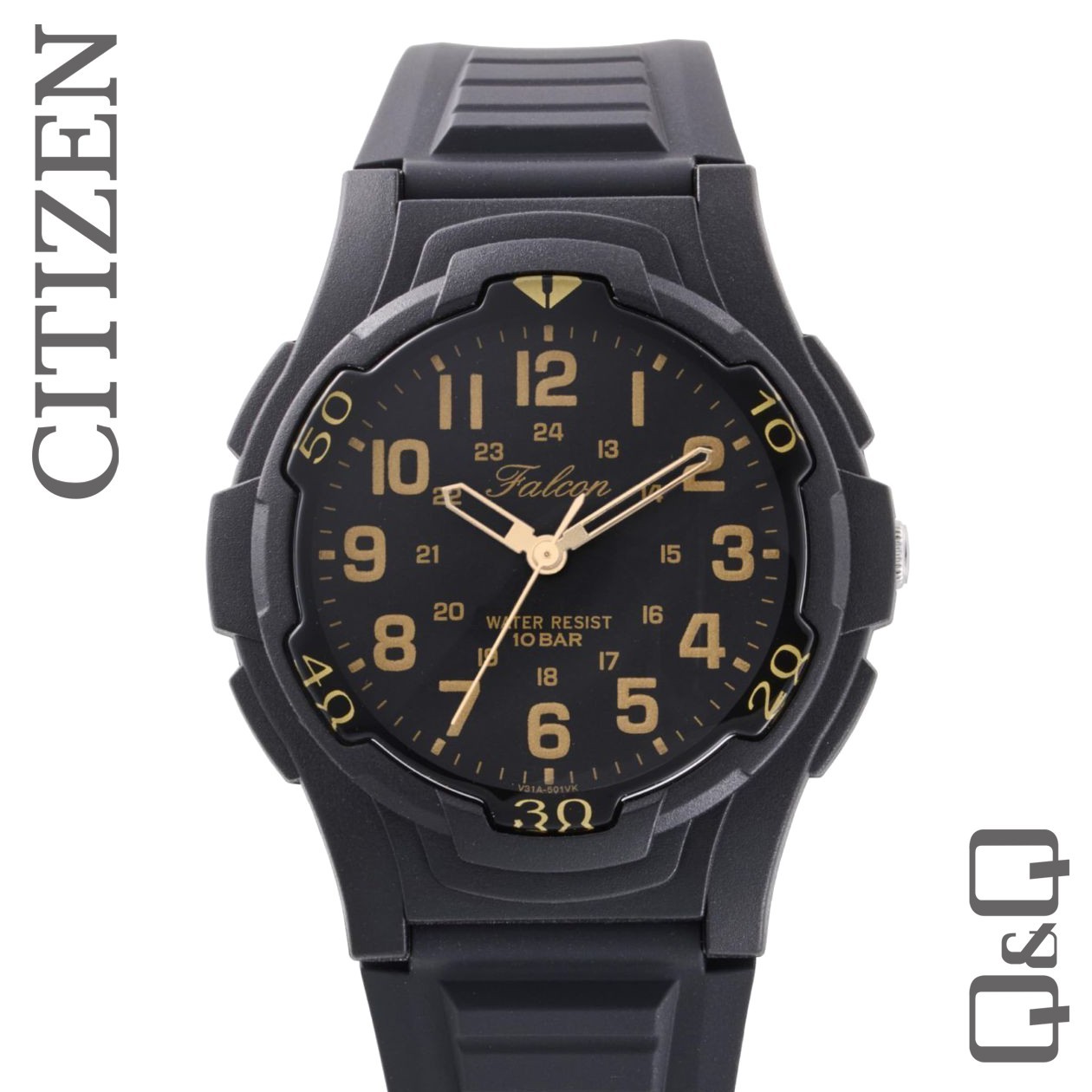 CITIZEN Q&Q Falcon Analog Watch Water Resistant 100m Polyurethane Band JDM Model