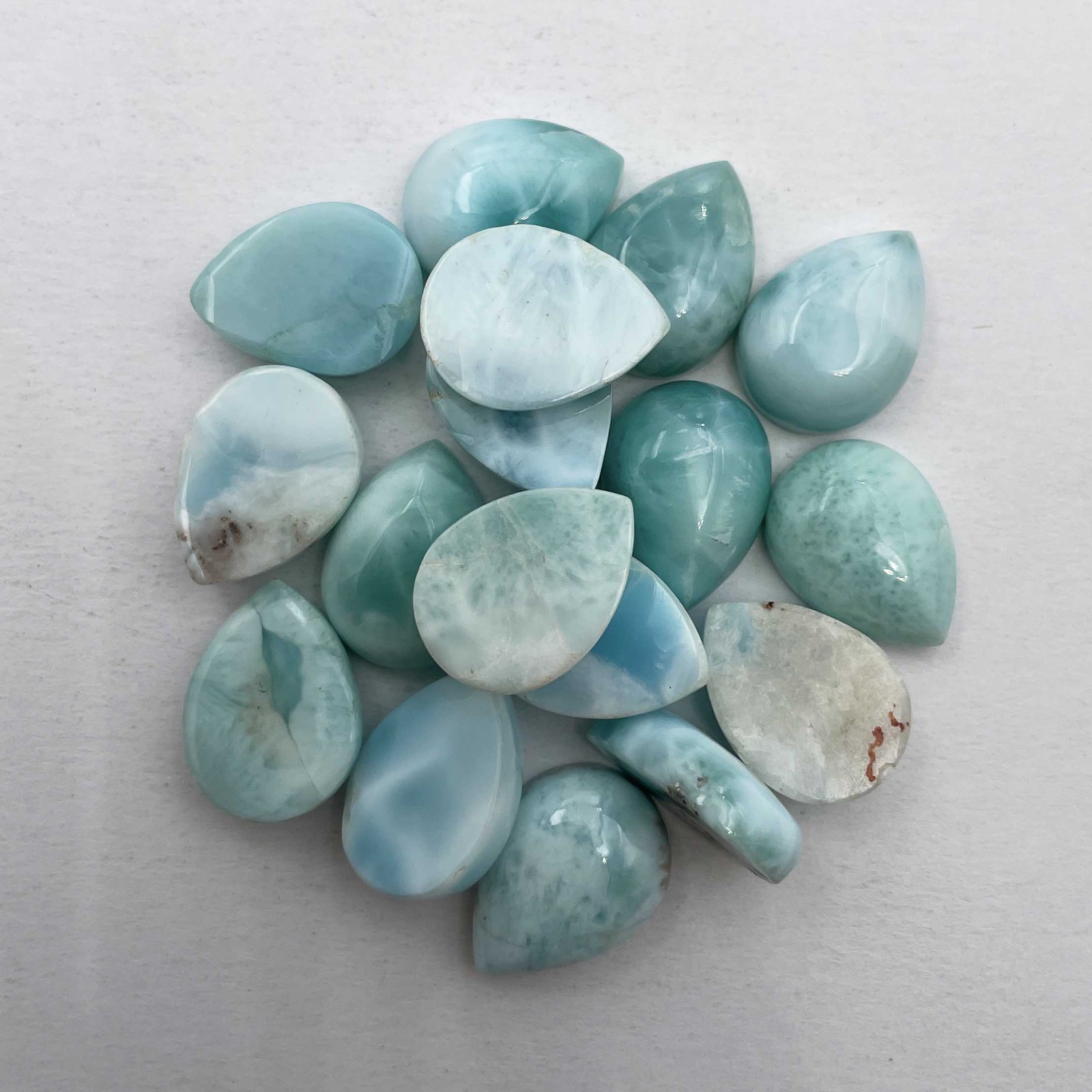 Natural Larimar Pear Cabochon Loose Gemstone Lot 11 Pcs 12*16 MM 105 CT