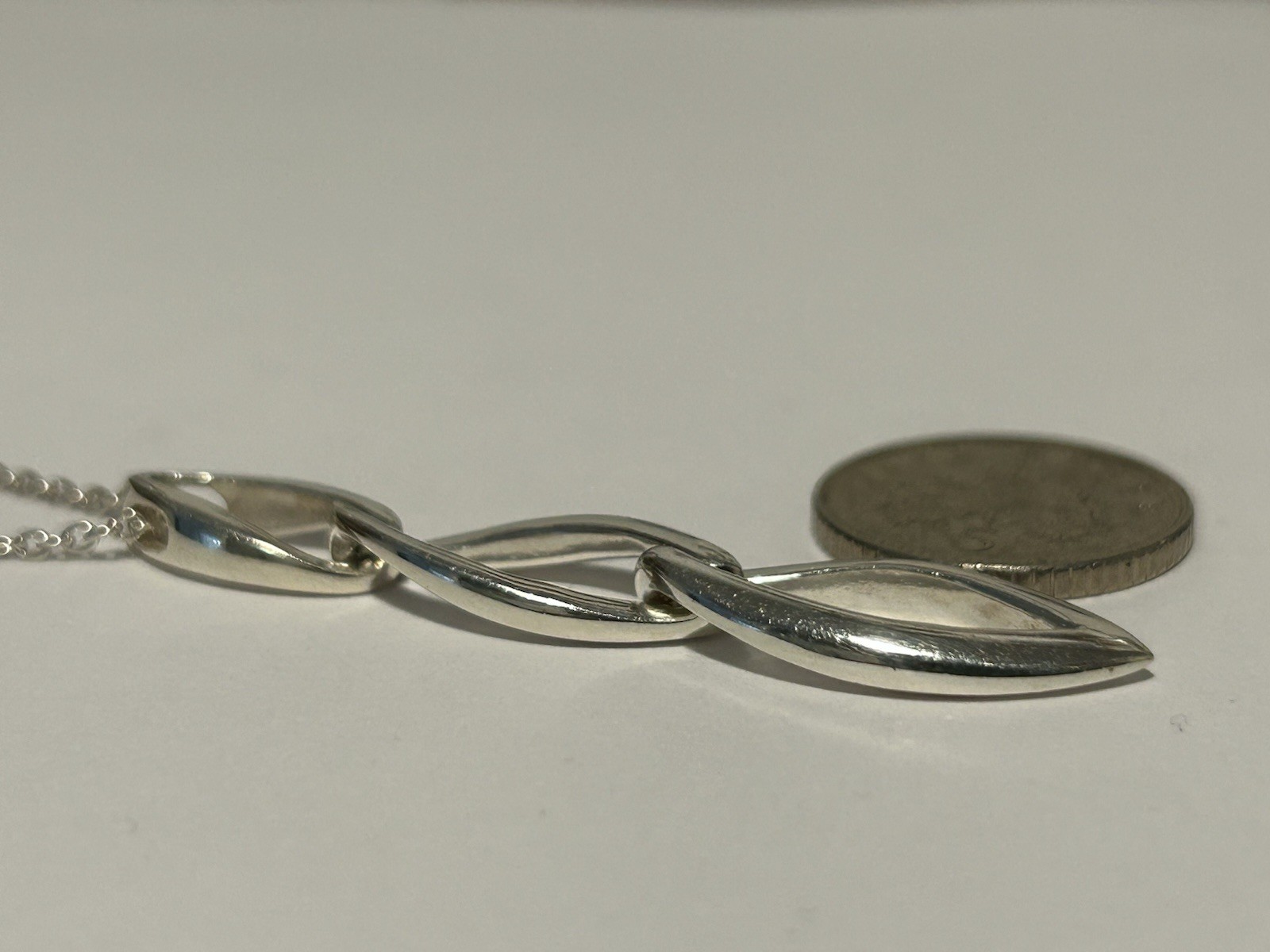 Lovely Sterling Silver 5cm Interlinked Pendant 45cm (17.7”) Necklace (6.41g)