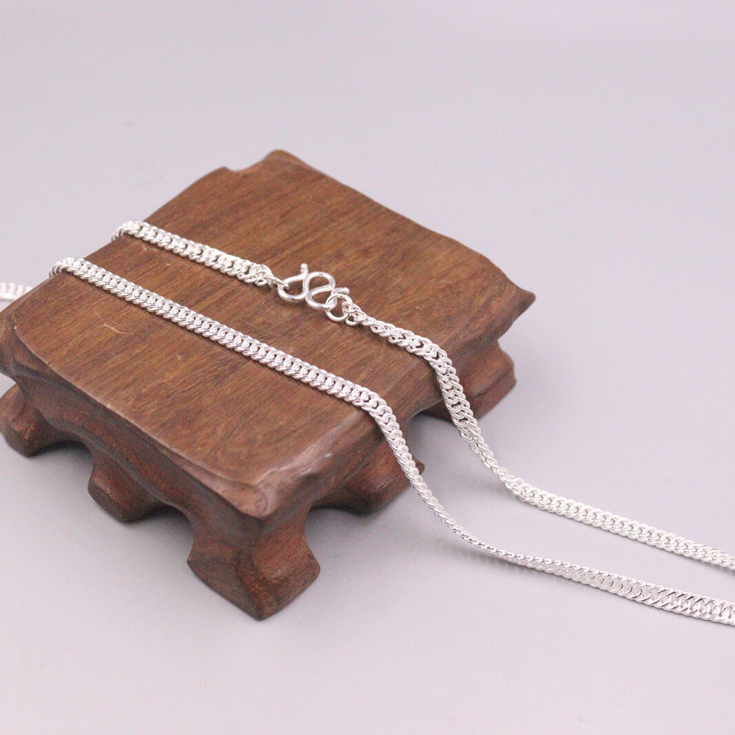 Real 999 Fine Silver Necklace For Men Women 6mm Curb Link Chain 20inch Necklace