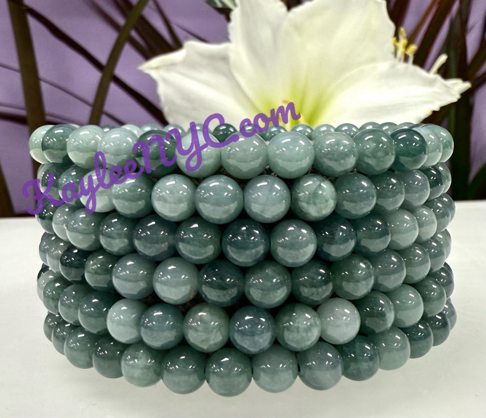Wholesale Lot 6 Pcs Jade 5.5mm 7.5” Crystal Healing Stretch Bracelet