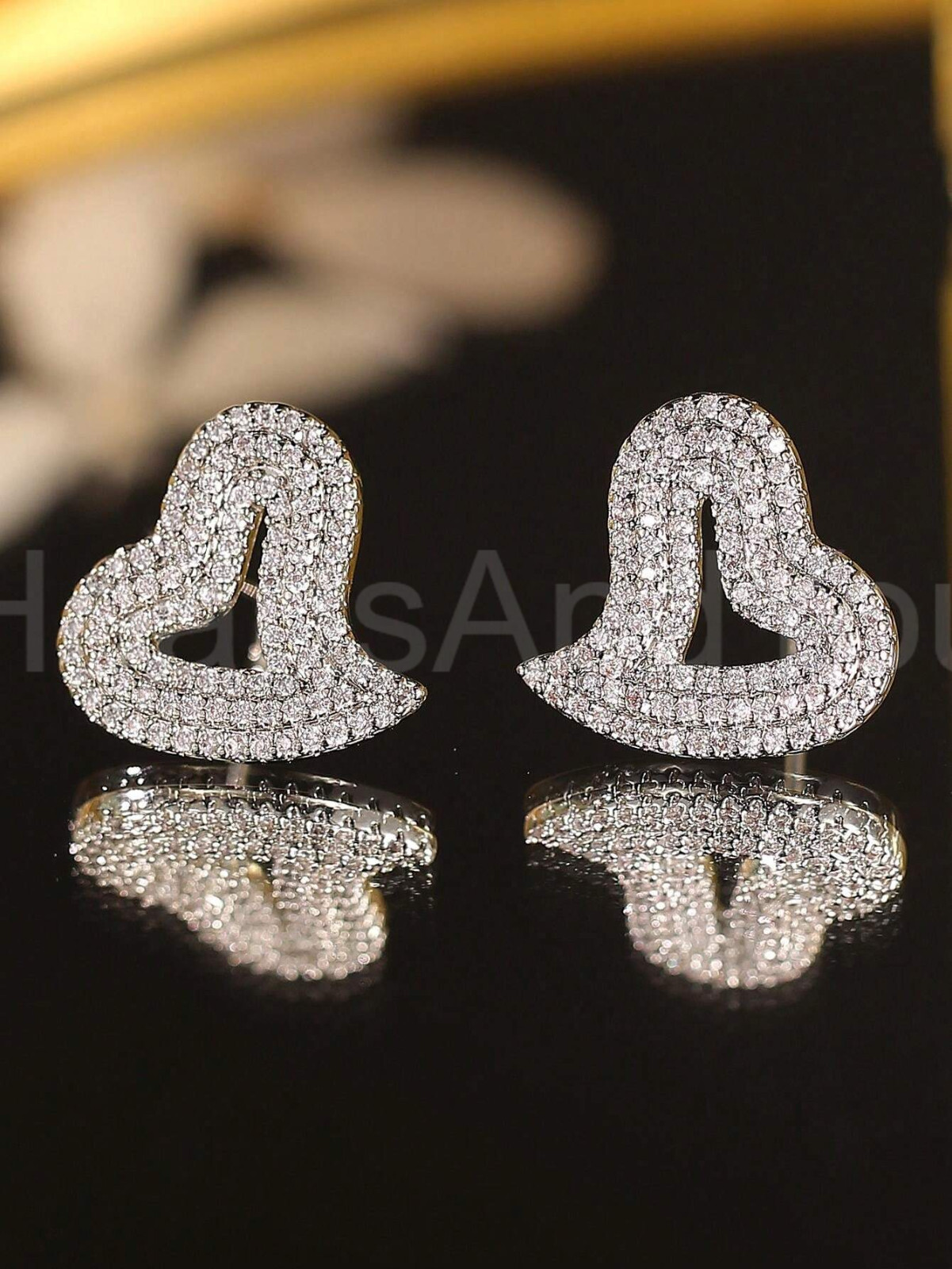 2ct Round Cut Moissanite Cluster Heart Valentine Stud Earrings White Gold Plated