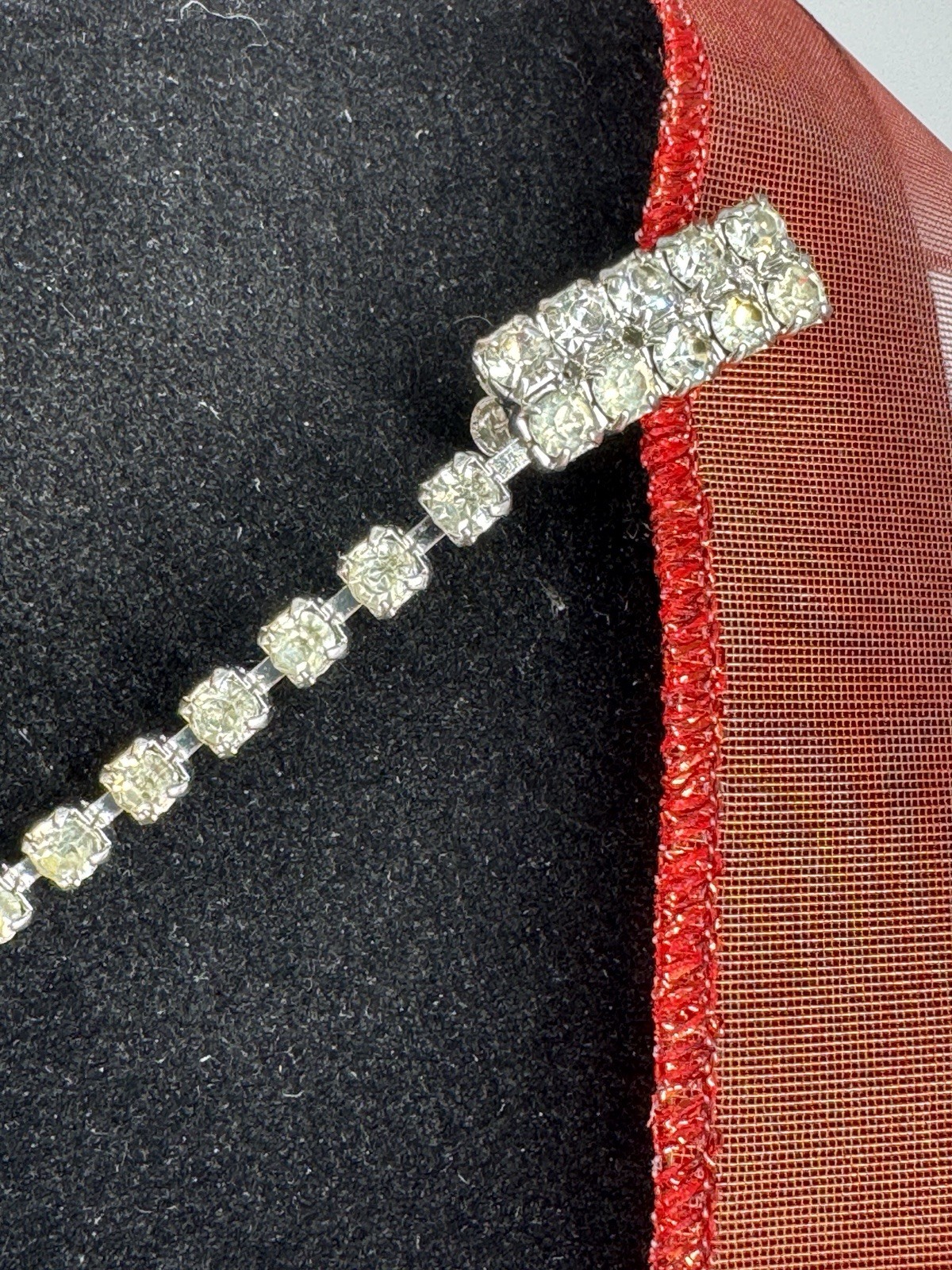 Vintage 50s 60s Sweater Clip ALL Rhinestones 6.75″ w box