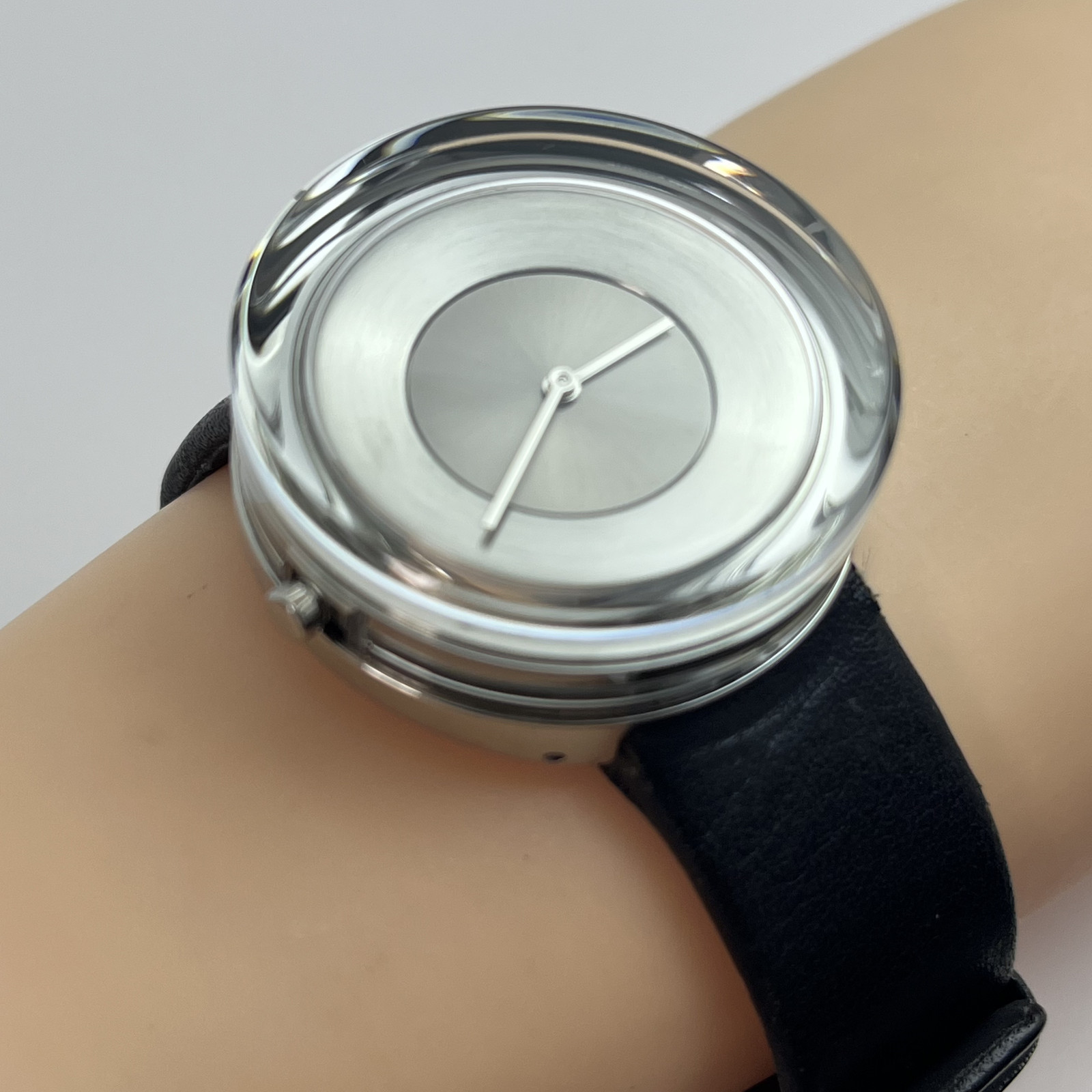 Seiko Issey Miyake Glass Watch NYAH001 TOKUJIN YOSHIOKA Qz Leather Strap #B851