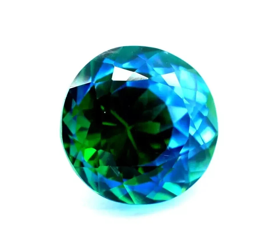 Pitambari Sapphire Round Cut Natural 20 Ct Bi-Color Certified Loose Gemstone