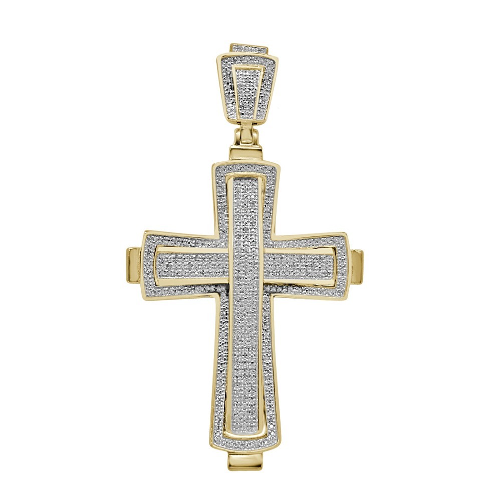 Real Authentic Natural Diamonds 0.40 Cwt. Jesus Cross Charm Pendant Big 2.75″