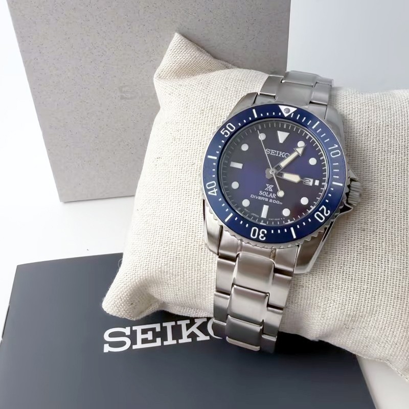 Seiko Prospex Sea Solar Power Men Blue Dial Stainless Steel SNE585 Watch 38.5mm