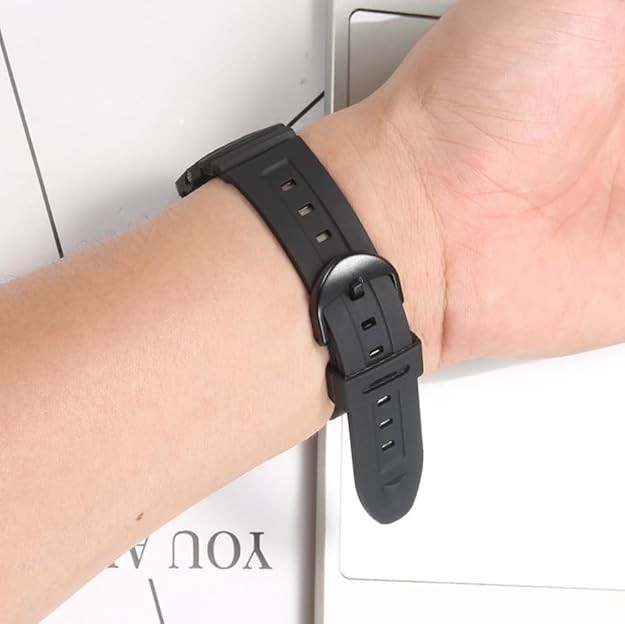 Resin Replacement Watch Band Compatible with Casio W-96H Mens Black Resin Strap
