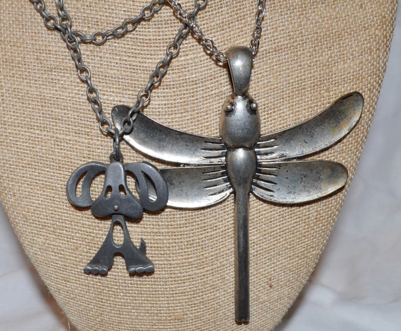 Vintage Figural Pendant Necklace Lot Bowling Pin Ball Lion Aztec Sun Dog Pewter