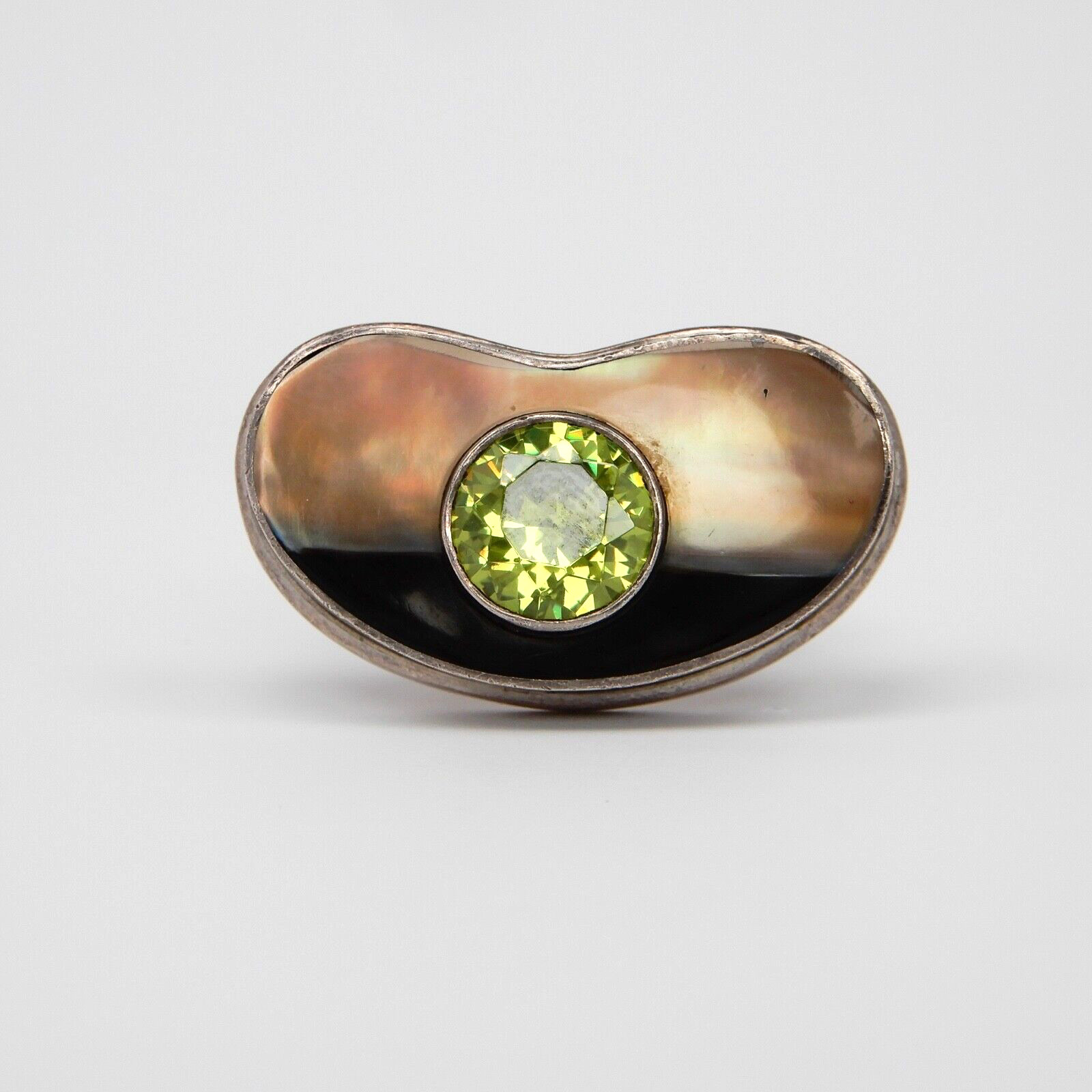 Sterling Silver Green Peridot Ring Size 5.5, 33mm x 19mm, 21g Large Door Knocker