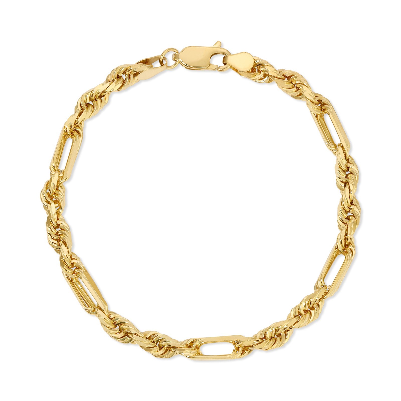 14k Yellow Gold Figarope Chain 5mm Bracelet 8” Inch