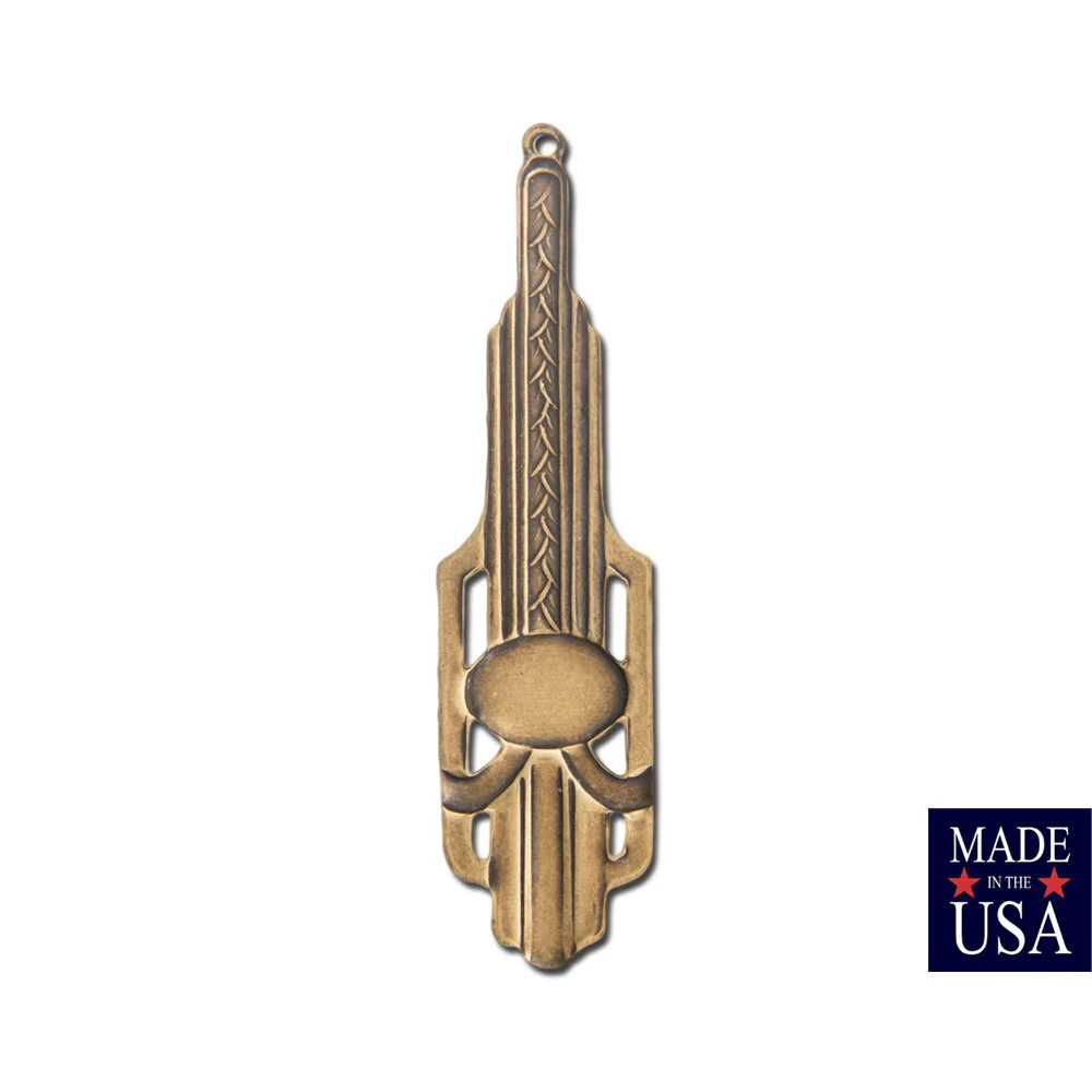 1 Hole Brass Ox Deco Pendant Charm 51x13mm (2) mtl476B