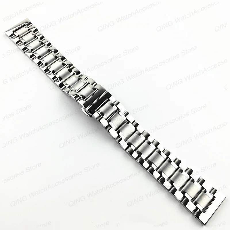 Solid Stainless Steel Watchband Arc Flat End for Tissot Butterfly Clasp Strap