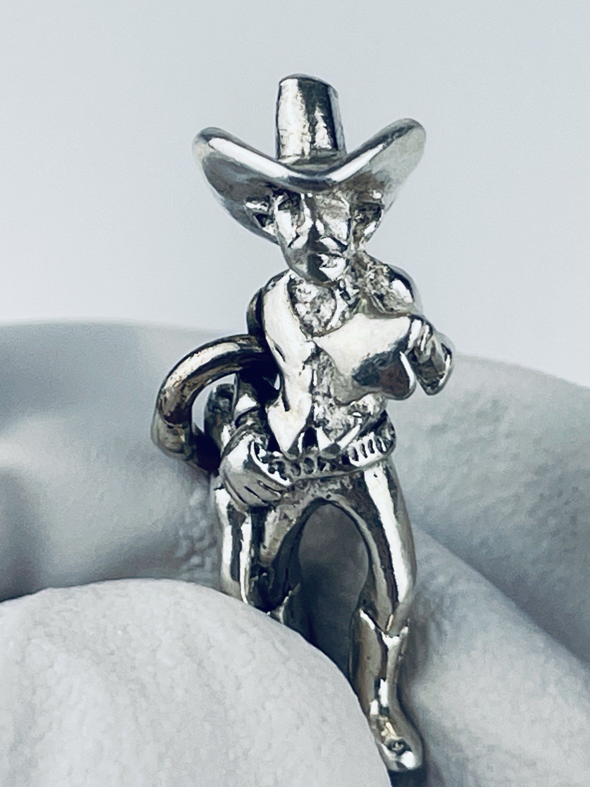 Sterling Silver SHERIFF BRACELET CHARM 3D Wild West (dimensions In Description)