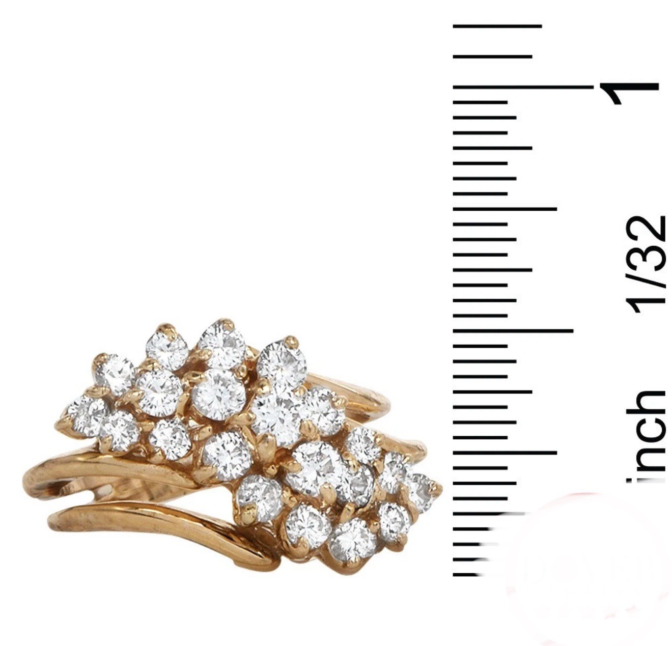 Vintage 1.25cts Diamond 14K Yellow Gold Cluster Cocktail Ring 5.7 Gr