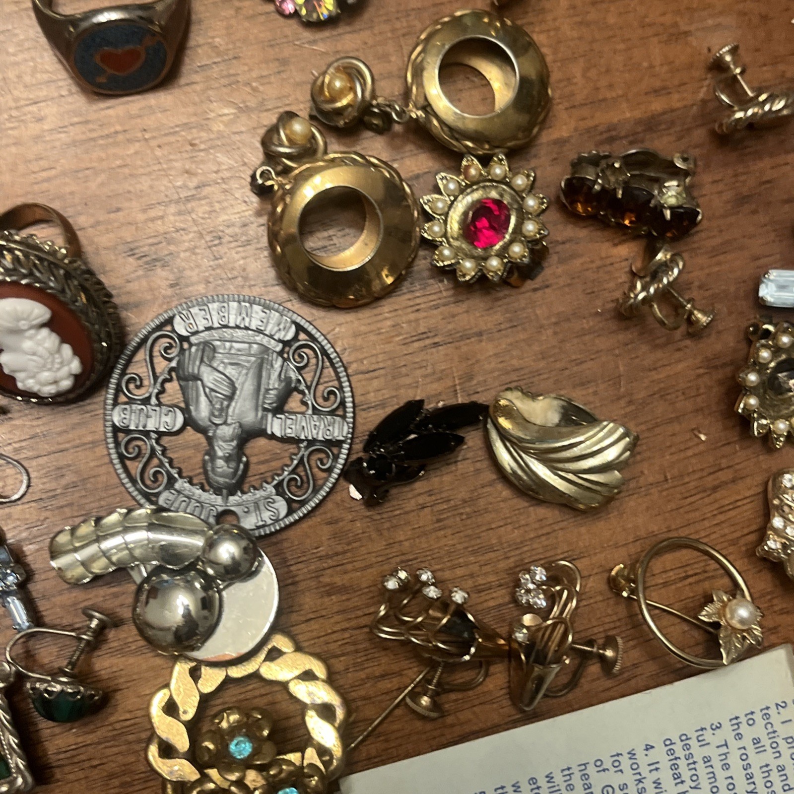 Vintage Estate Costume Jewelry LOT Timex CORO Watch & Earrings Melba Brass