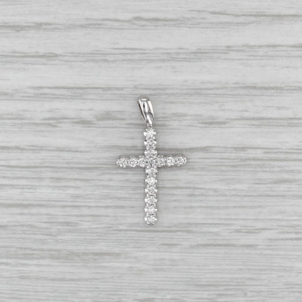 0.23ctw Diamond Cross Pendant 14k White Gold Religious Jewelry