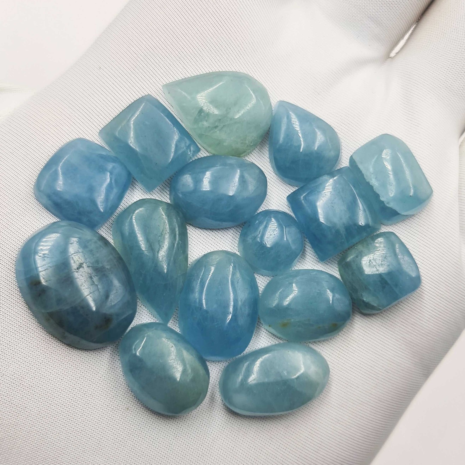 Natural Aquamarine Mix Shape Cabochon Gemstone Lot 8-10 Pcs 8*12-15*22 MM 100 CT
