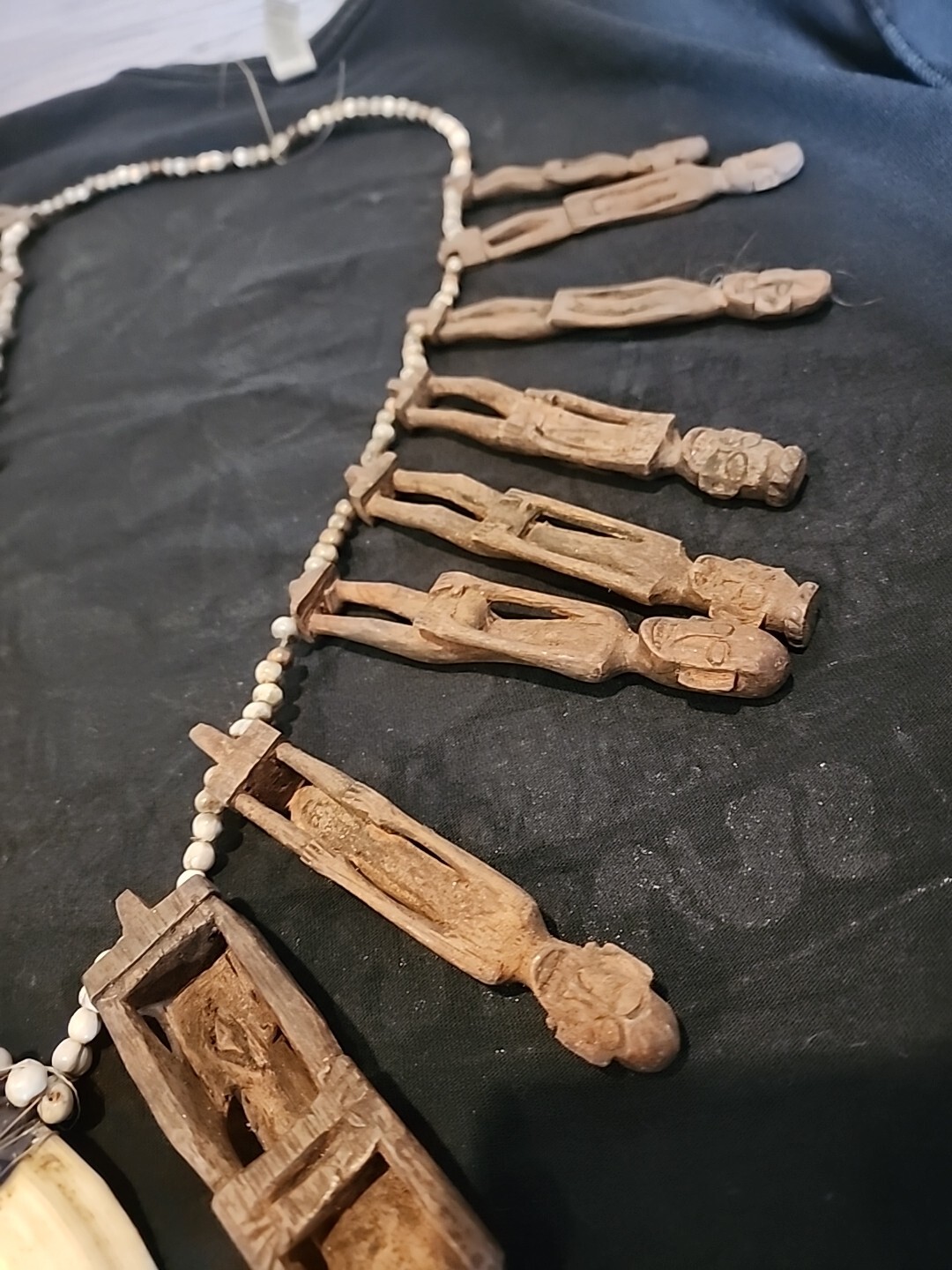 Antique Dayak Beaded necklace Headhunter tribal shaman relic #2