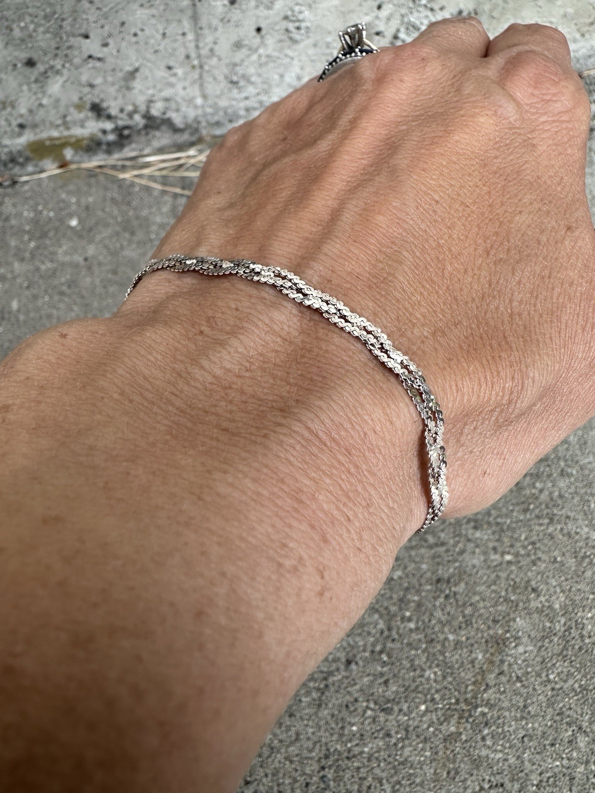 Sterling Silver Milor Italy Braided Bracelet 3mm Elegant Dinner Party Unpolished