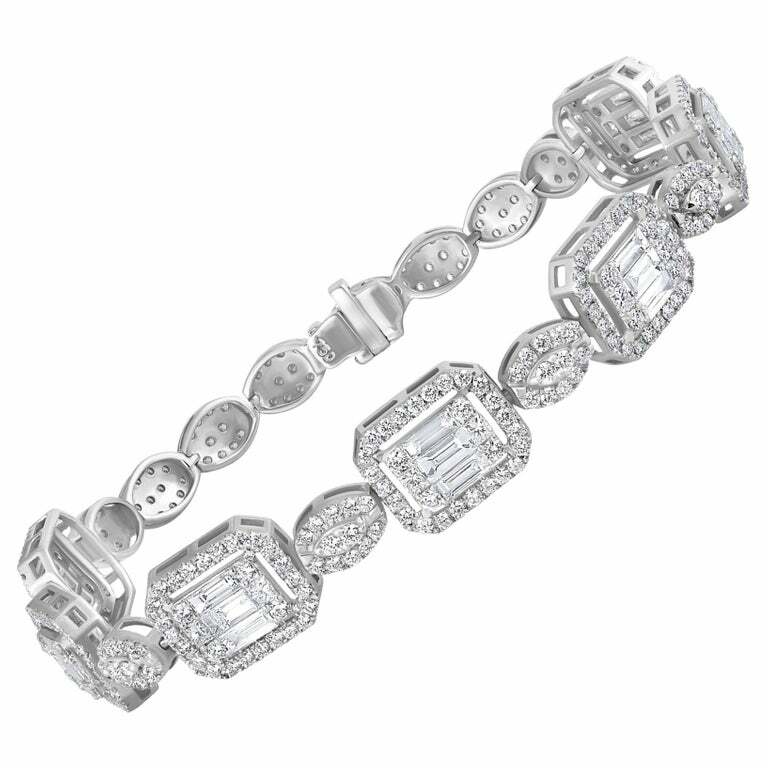 6.50CT Mixed Shapes Including Princess, Round & Baguette Cut CZ Wedding Bracelet