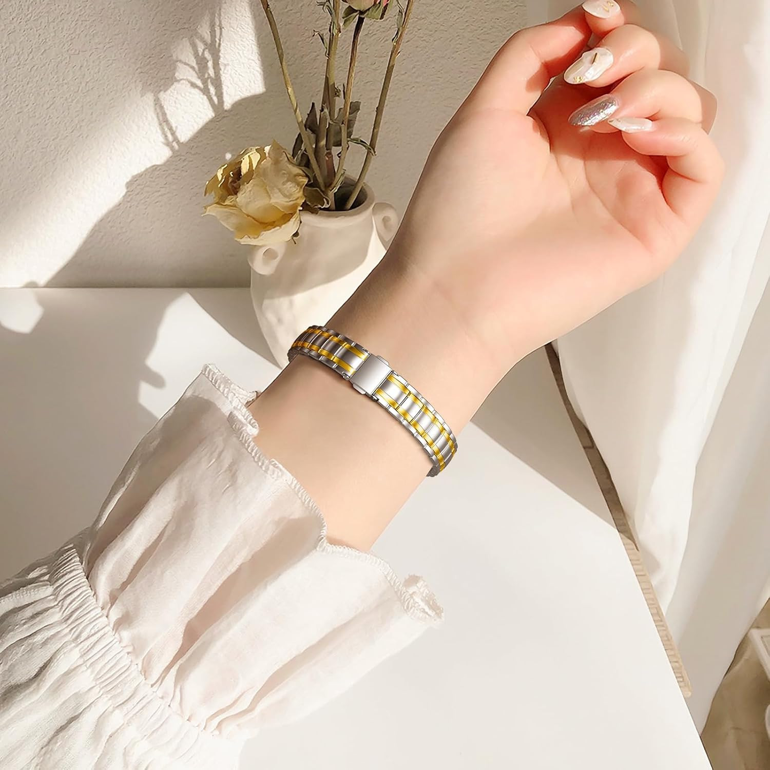 Slim Metal Compatible with Apple Watch Bands for Women 40mm 41mm 42mm 38mm,Thin
