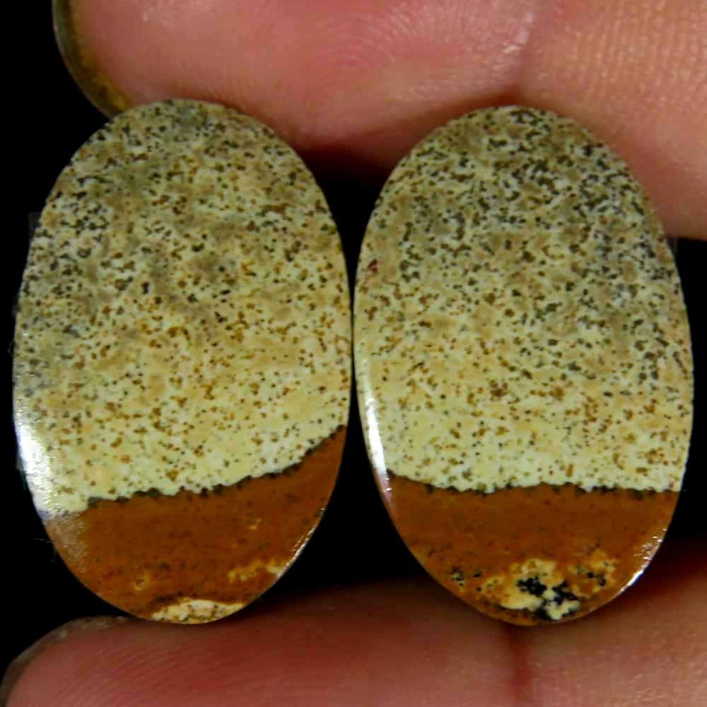 29.70Cts.100%Natural Designer Picture Jasper Pair Oval Cab 14x23x4mm Gemstone