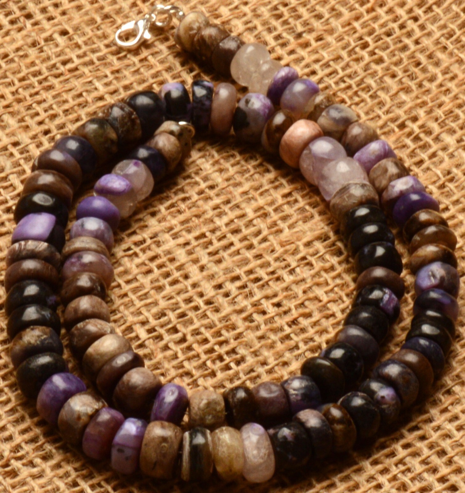 Natural Gem Super Rare Charoite 10MM Approx. Smooth Rondelle Beads Necklace 20″