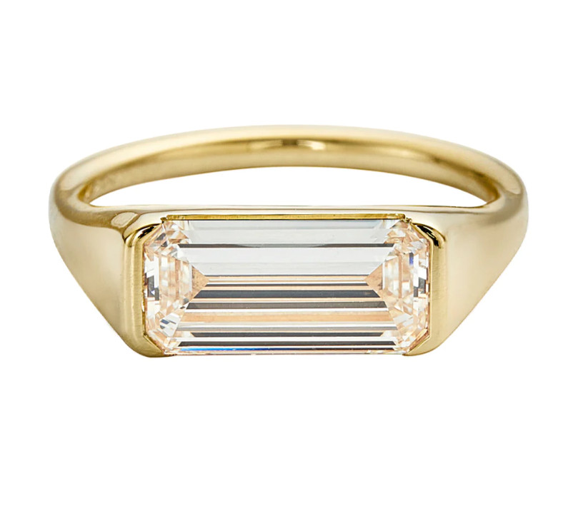 Diamond Ring Wedding Gold Lab Grown 18K Yellow Emerald Cut GLI IGI 5 6 2 Carat
