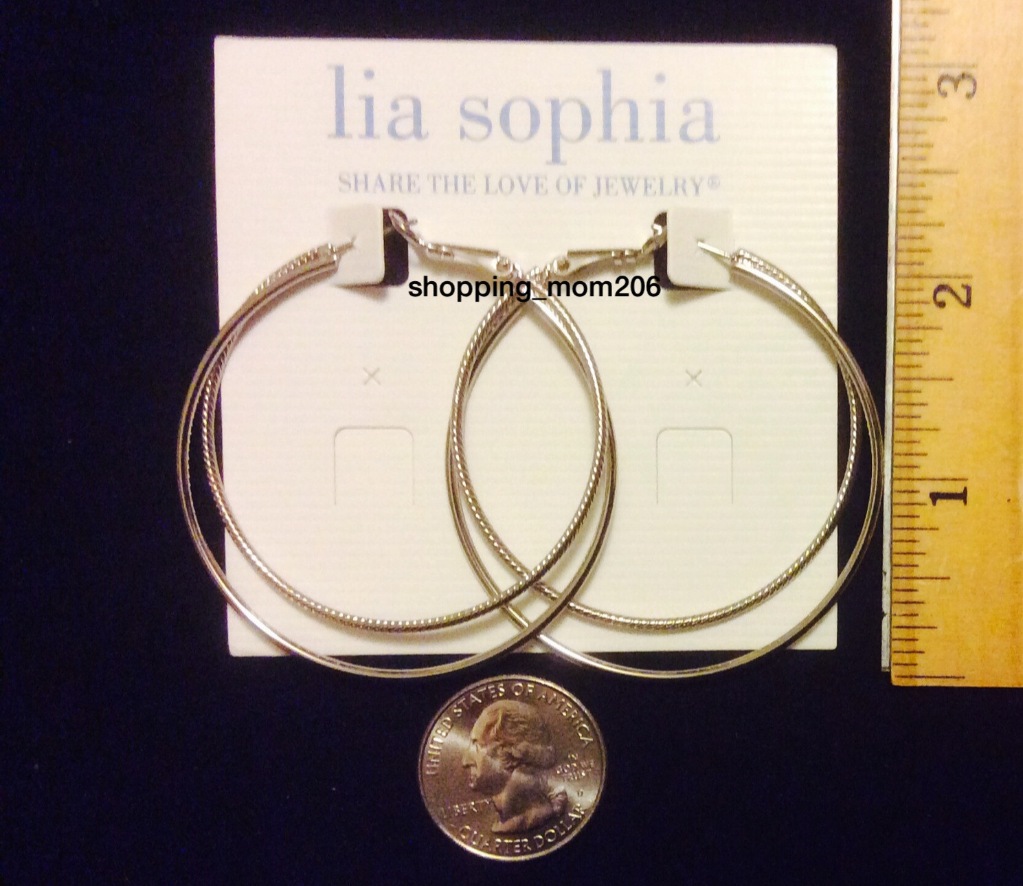 Lia Sophia “Hoopla/Top Notch” Silver Tone Double Hoop Pierced Earrings