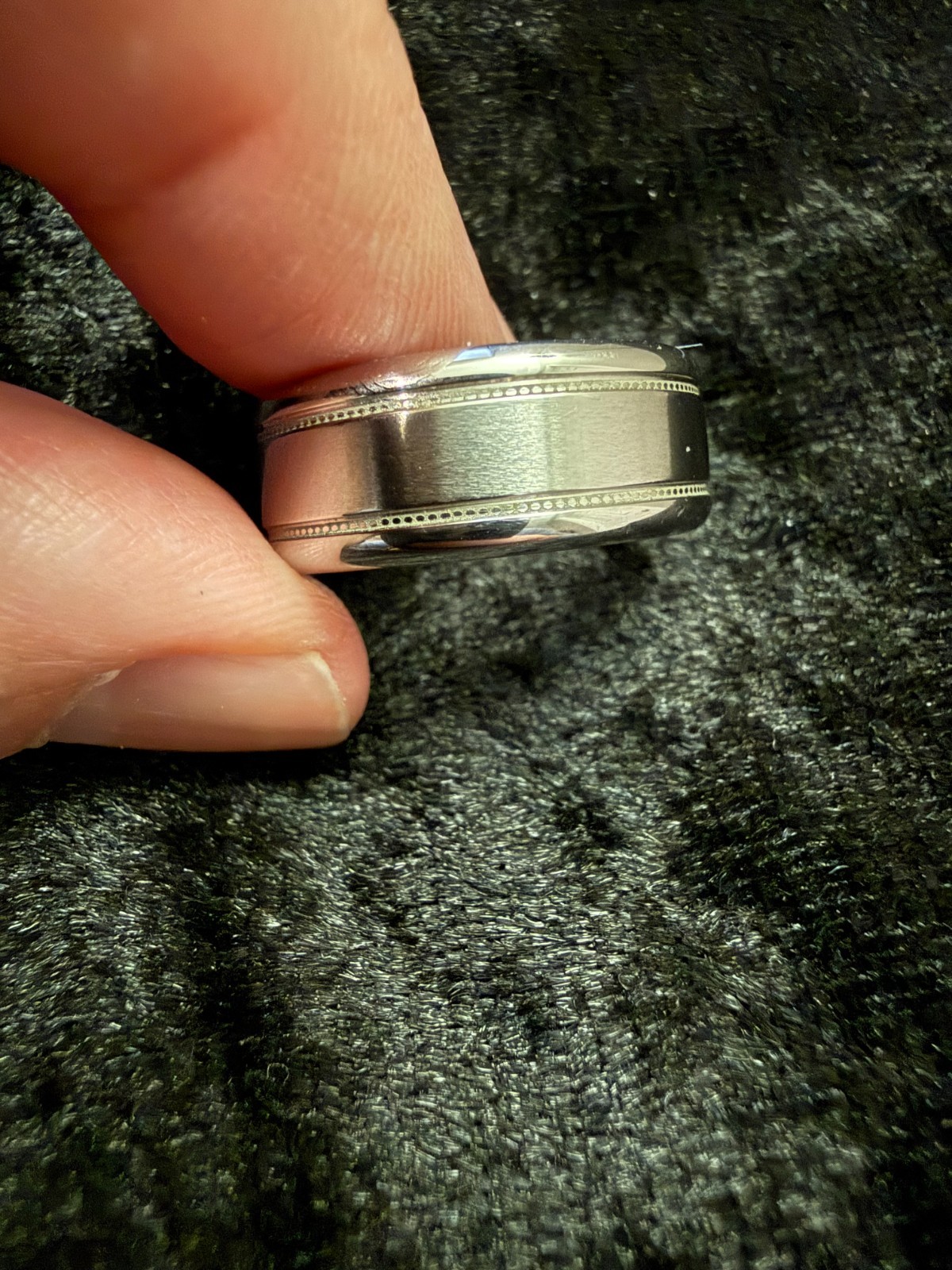 Scott Kay Cobalt Wedding Band Ring Double Milgrain 9mm Wide Sz. 8.5