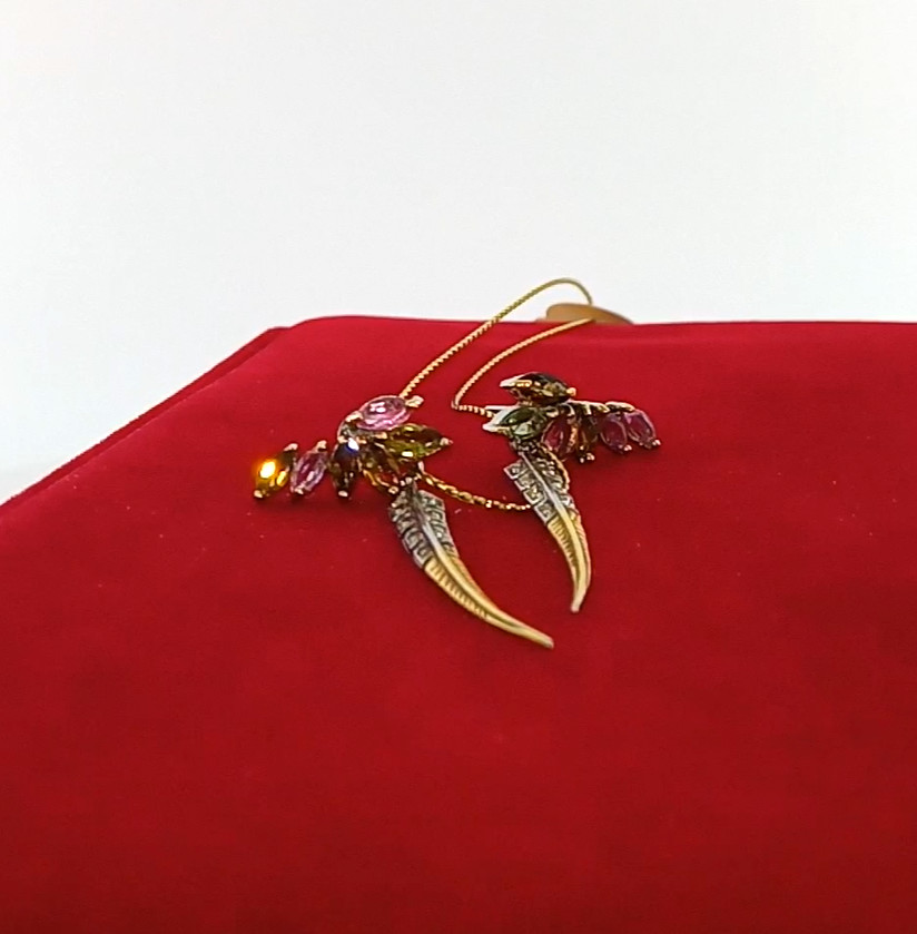 🔥🔥🔥Exclusive Tourmaline & Sapphire Flower Stud Earrings in Silver and Gold – UNIQUE