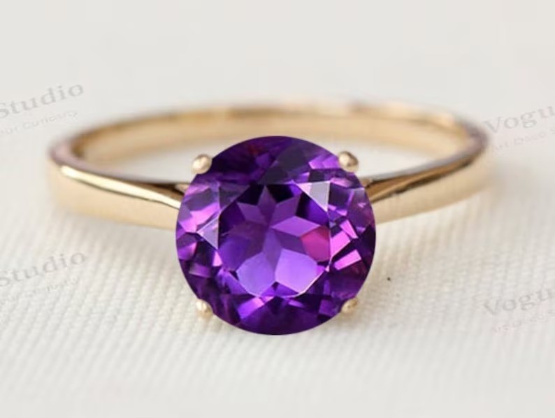 purple amethyst fine rings natural amethyst 925 silver ring party wear size 8