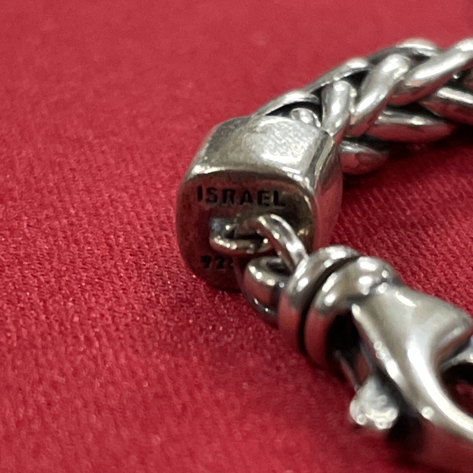Sterling Silver 925 Israel PZ Paz Creations Carved Bar Chain 6.75 Bracelet