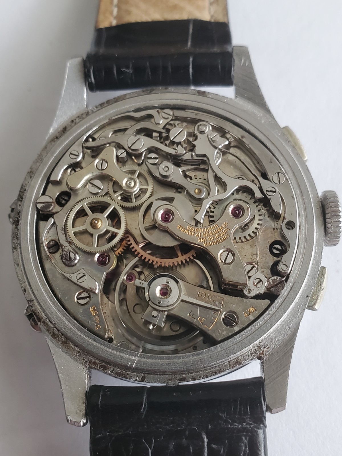 Vintage SS Wittnauer Triple Date Calendar Valjoux 72C Chronograph Man’s Watch