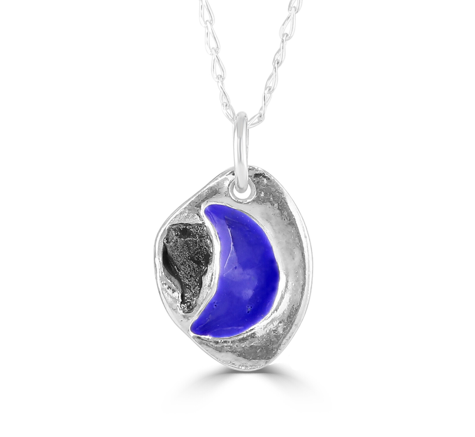 Blue Enamel Meteorite Necklace – With Real Iron Meteorite