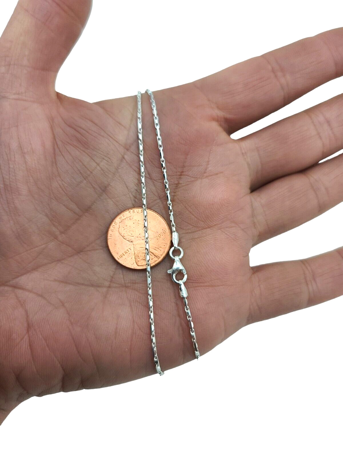 Arrow Bullet 1.2 mm Link 18″ Chain Necklace Solid Real 925 Sterling Silver NEW