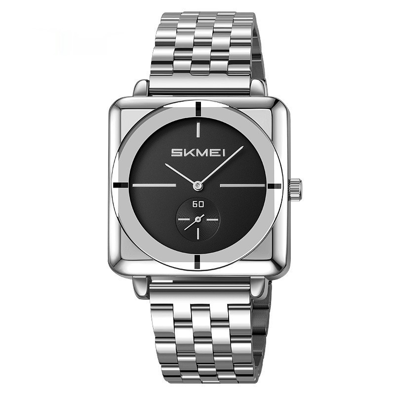 Square Steel Band Stylish Standalone Seconds Subdial With Two Hands Solid Steel