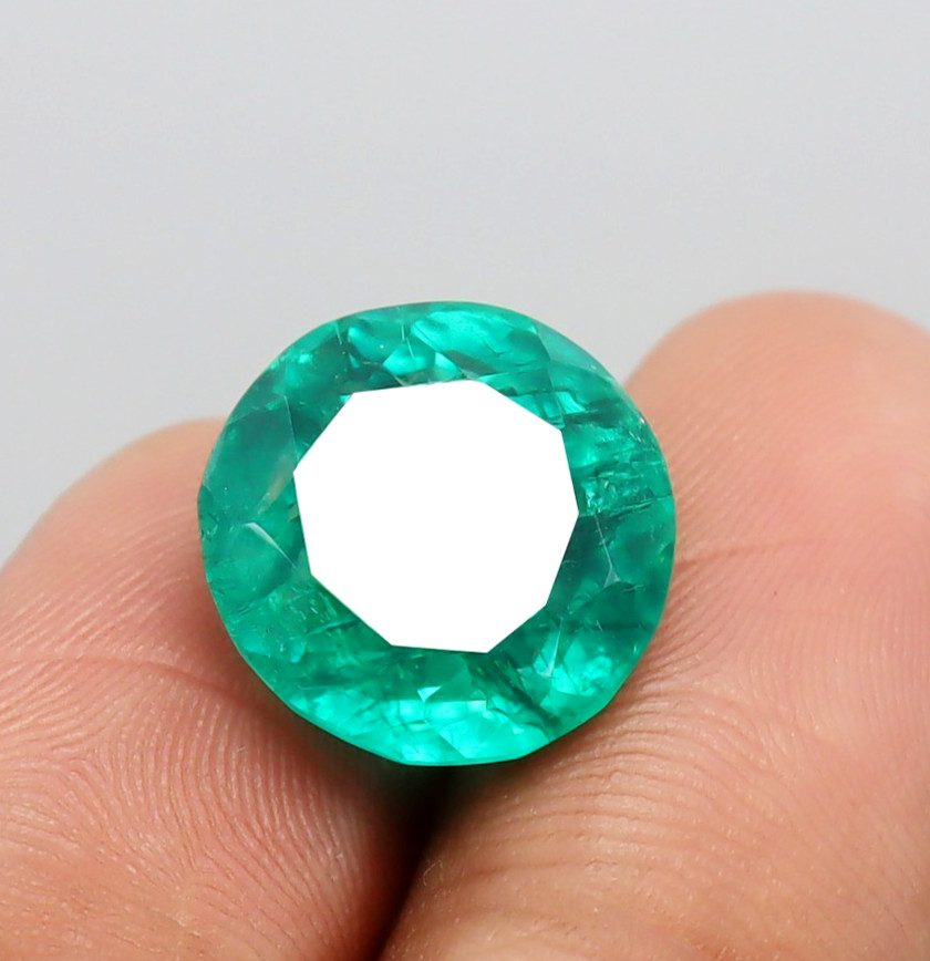 9.65 Ct Round Cut Certified Natural Colombian Green Emerald Loose Gemstone