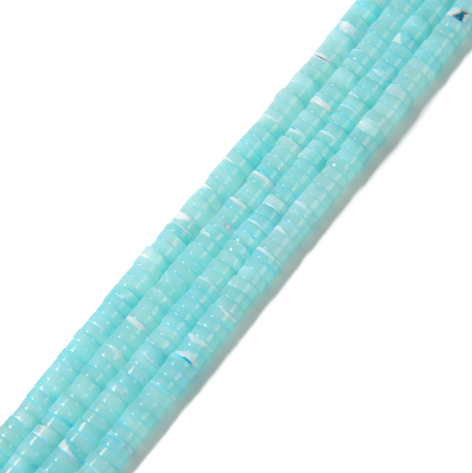 Iridescent Aqua Blue MOP Shell Heishi Disc Beads Size 2x4mm 2x8mm 15.5” Strand