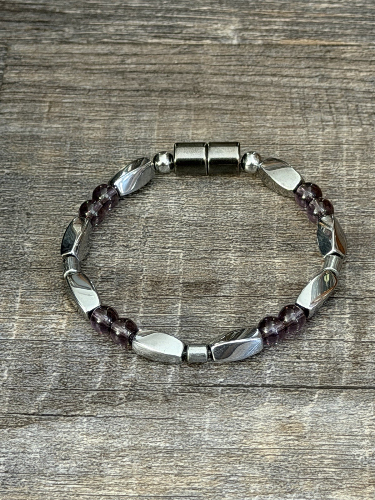 3X Power Magnetic Hematite Amethyst Necklace Anklet Bracelet 1 Row