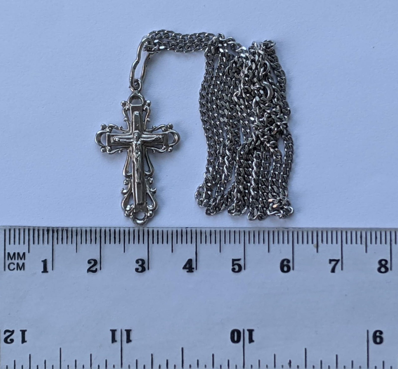 Orthodox Cross on a chain 46 cm. 925 silver. Weight 6.93 g. Prayer in Russian.
