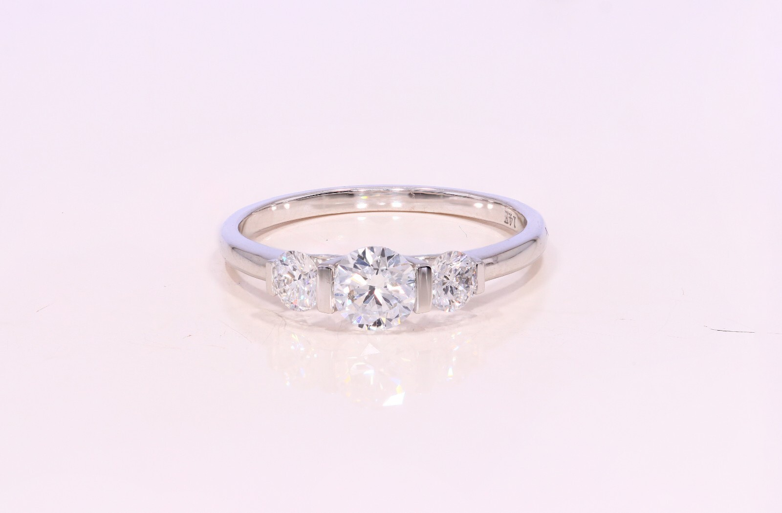 0.87 ct Round Lab Grown Diamond Engagement Ring Certified 14k Gold