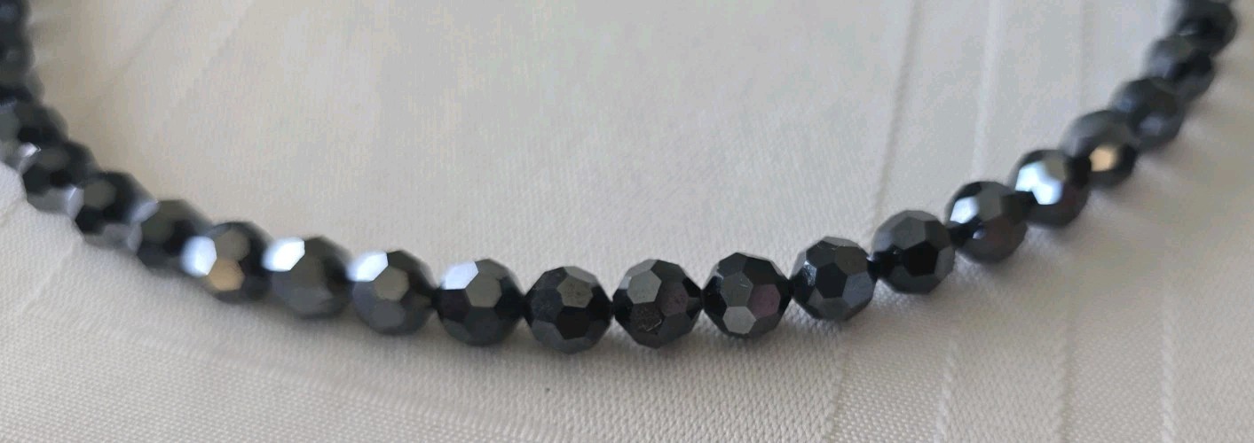 CUSTOM!!! Swarovski Black Jet AB Hematite 2X Necklace 18-20″ 8mm Round Crystals