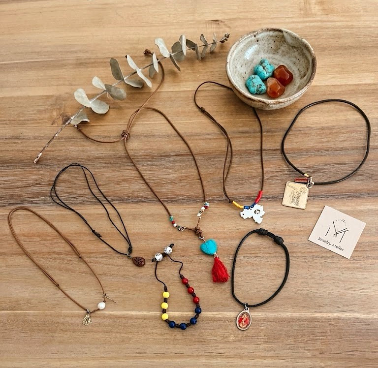 Multicolor Cord Jewelry Mixed Lot 6pc Necklaces Pendants Bracelet Turquoise