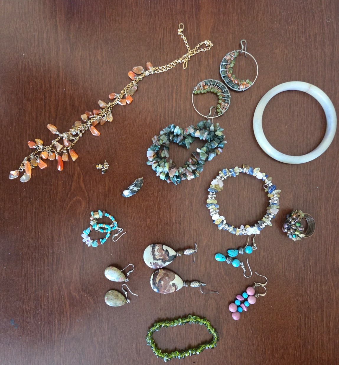 Natural Stone Mixed Costume Jewelry Lot