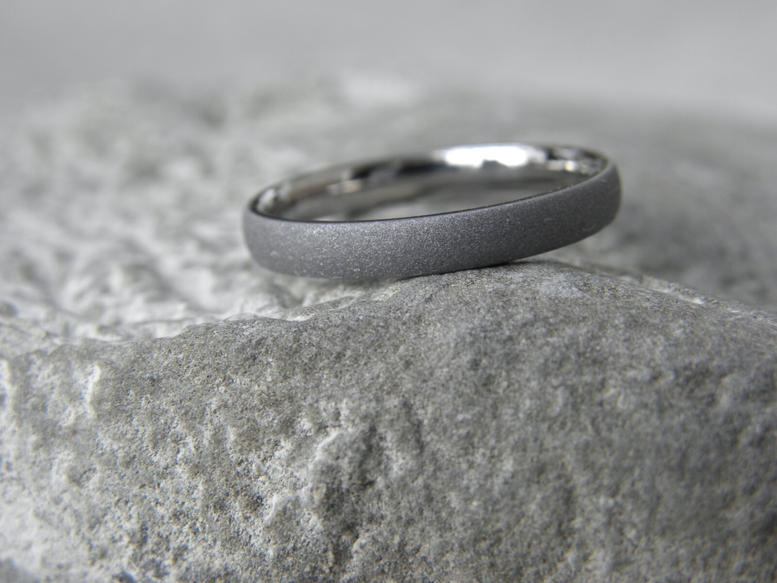 Minimalist Low/Thin Dome Ring, Solid Titanium, Sandblasted 3mm Band