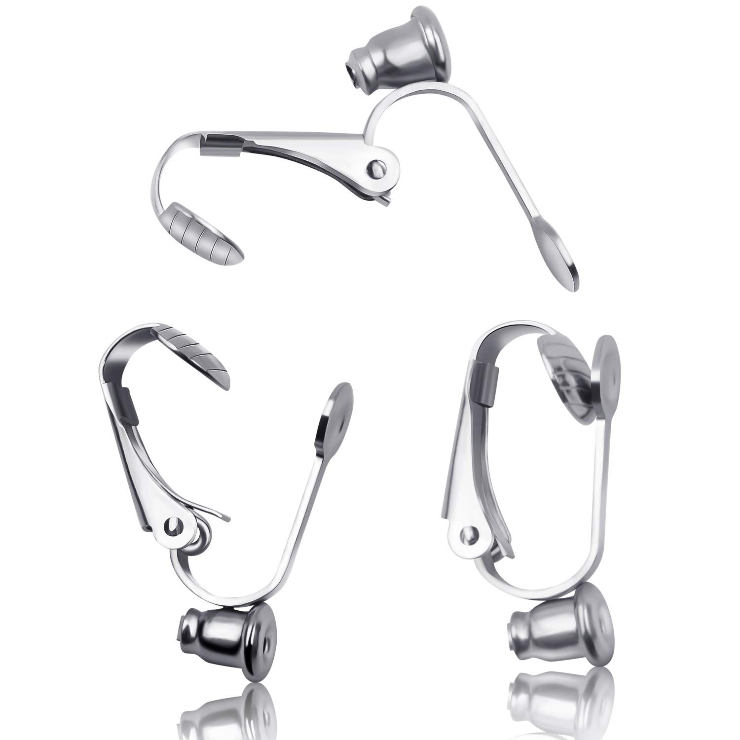 20 Pieces (10 Pairs) Stainless Steel Clip-on Earrings Converter Components wi…