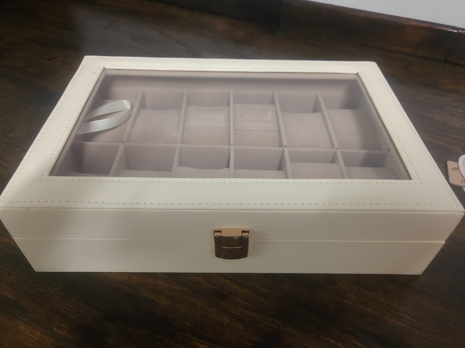 PU Leather 12-Slot Wrist Watch Display Box Storage Holder Organizer in White